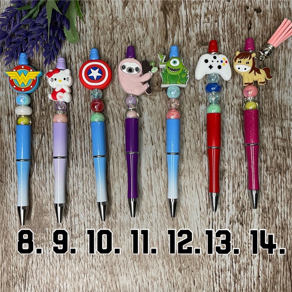 Writing Pen Horse Sloth Artisan Beaded Silicone Gift Custom Handcrafted Office